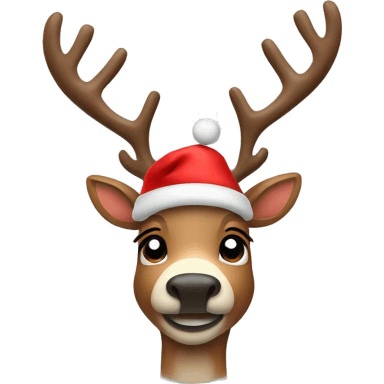 Reindeer with Christmas hat emoji