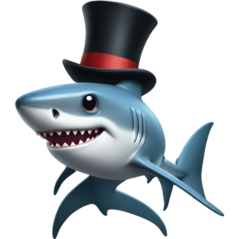 Shark with a top hat emoji