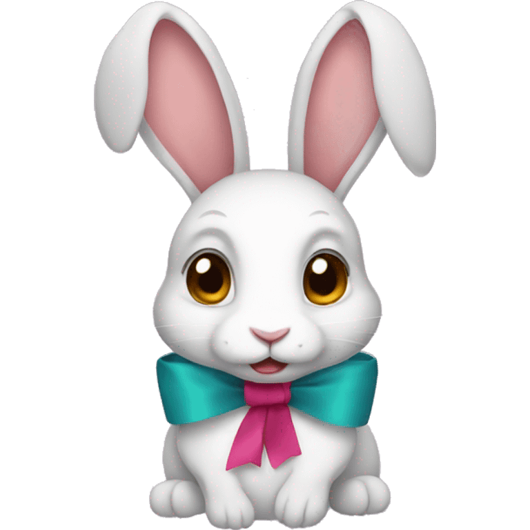 Rabbit wearing ribbon emoji