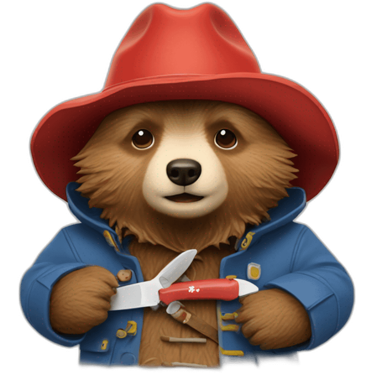 Paddington with Swiss army knife emoji