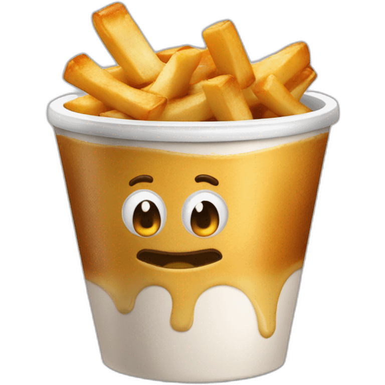 poutine dand un café qui manger un pc emoji