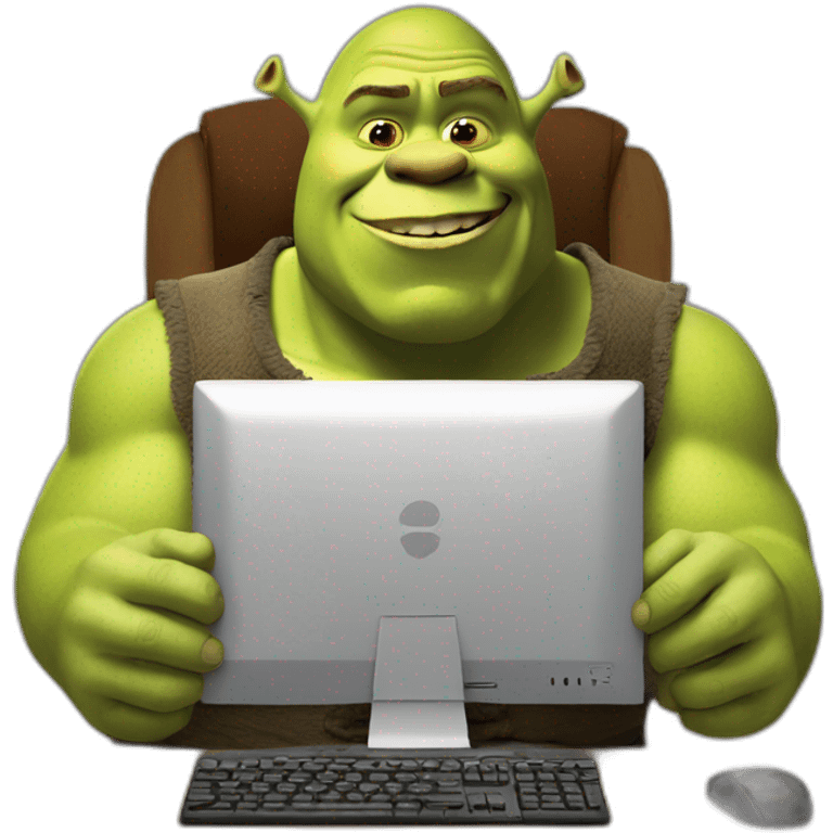 shrek with computer emoji