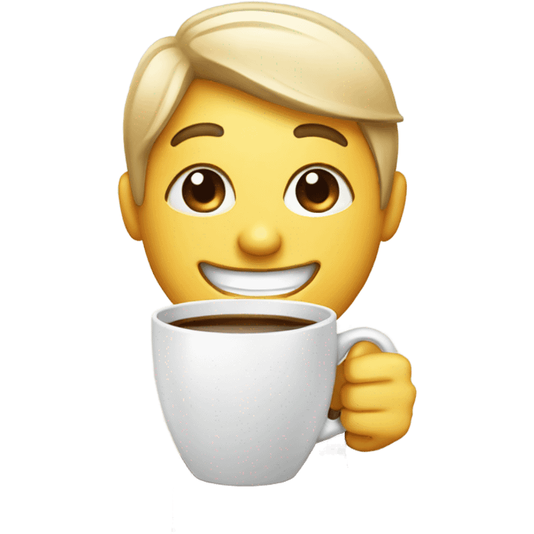 charming smile with coffee cup emoji