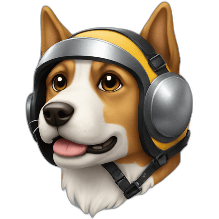 Perro con casco de moto emoji