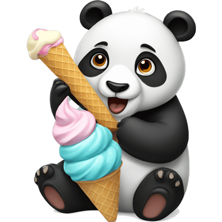 Panda eating ice cream emoji