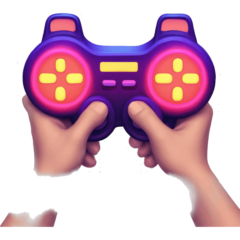 joystick in hands neon emoji