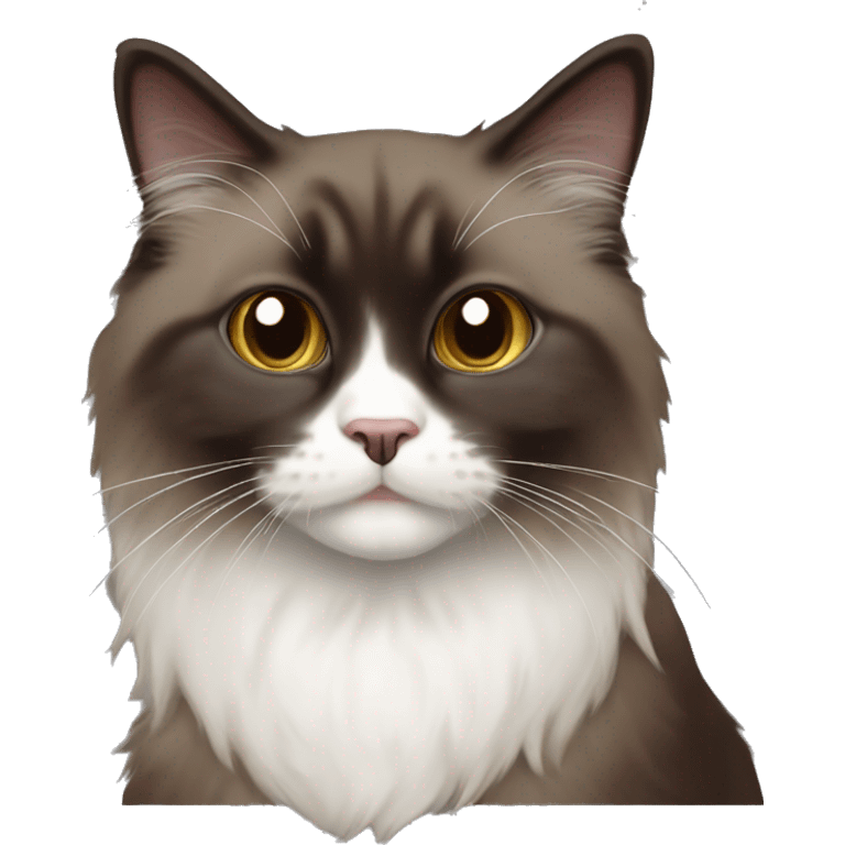 solid dark brown ragdoll cat white chin emoji