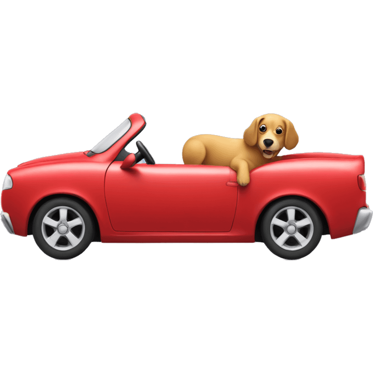 Dog driving a red car emoji