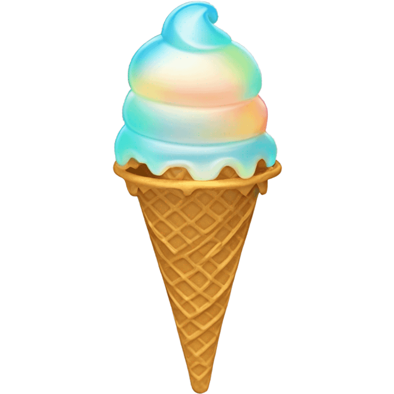 opal Crystal ice cream scoop on gold waffle cone emoji