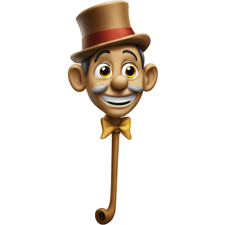 Pinocchio with a stick like long nose that comes out from his face emoji