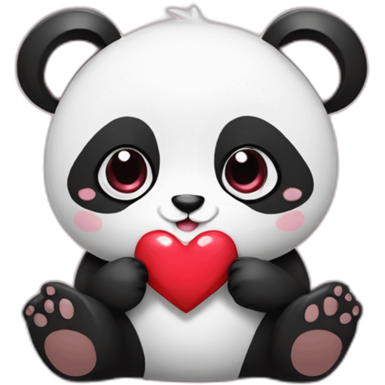 Cute panda with heart emoji