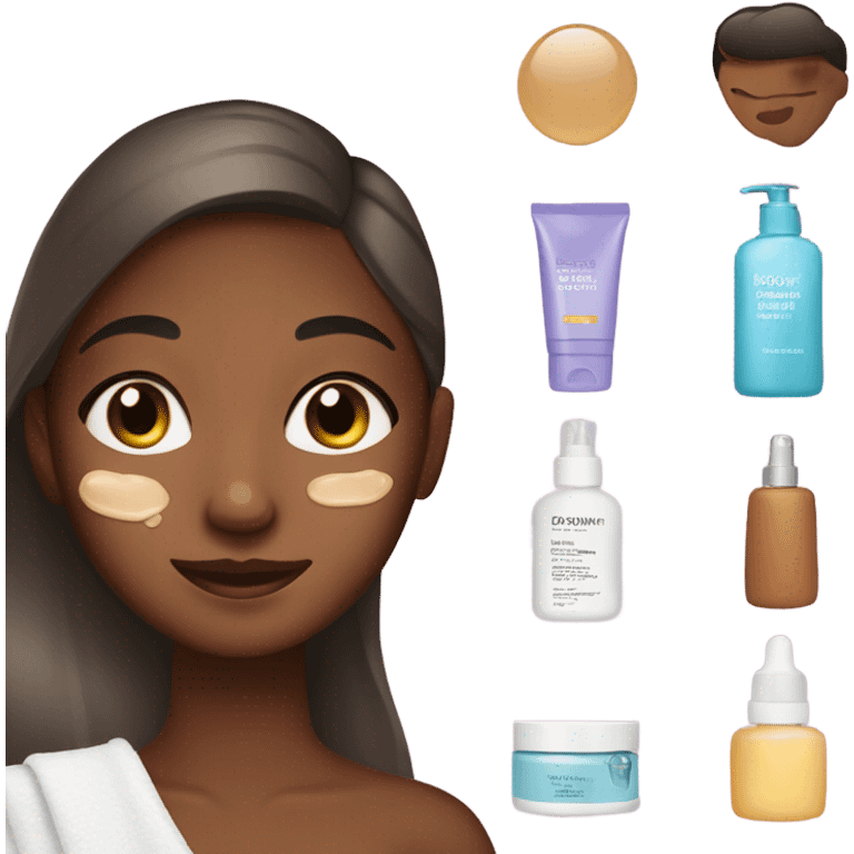 Brown skin girl doing skincare emoji