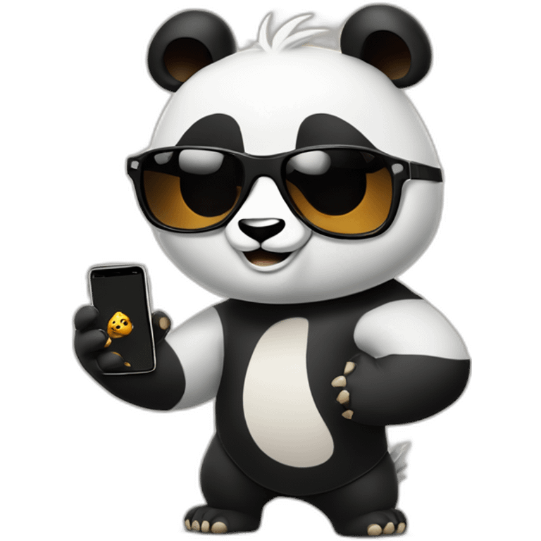 Kungfu panda with sunglasses and iphone emoji