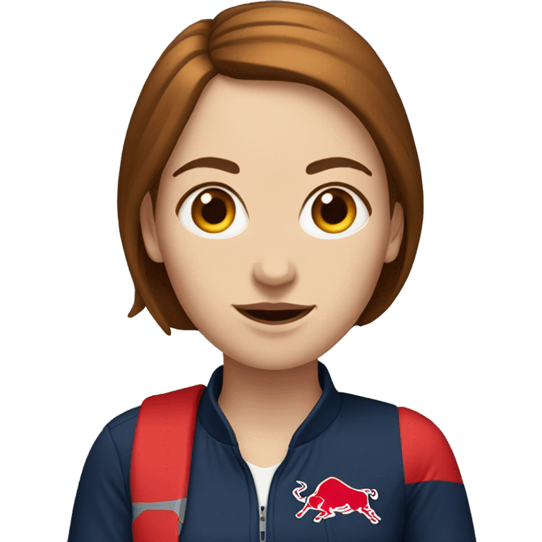 White woman with brown hair holding Red Bull emoji