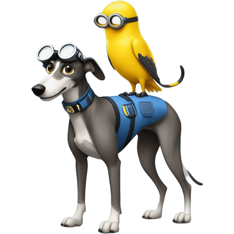 greyhound with minion emoji