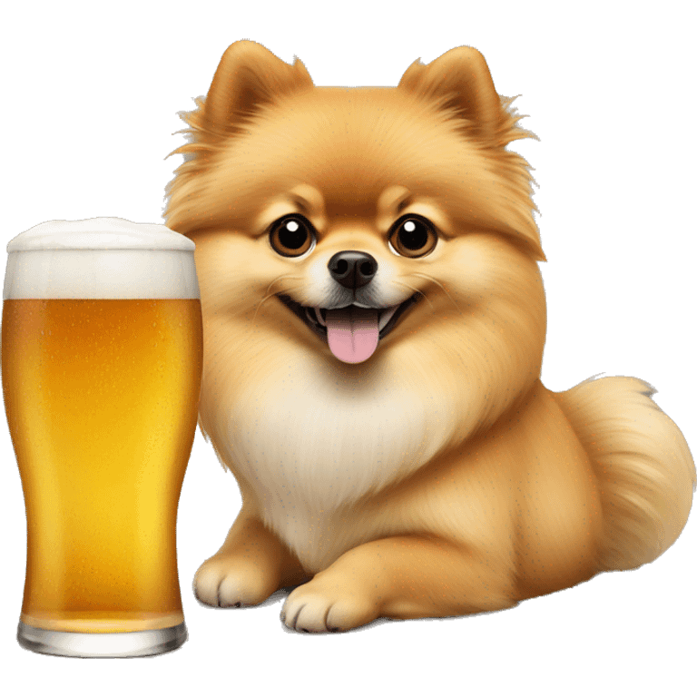 pomeranian drinking beer emoji