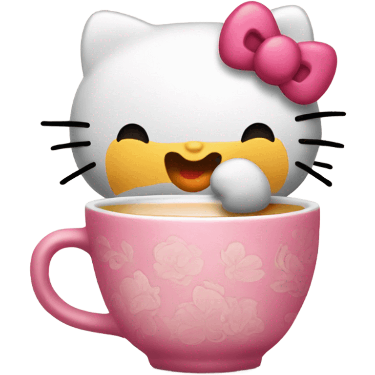 Hello kitty with a cup of tea  emoji