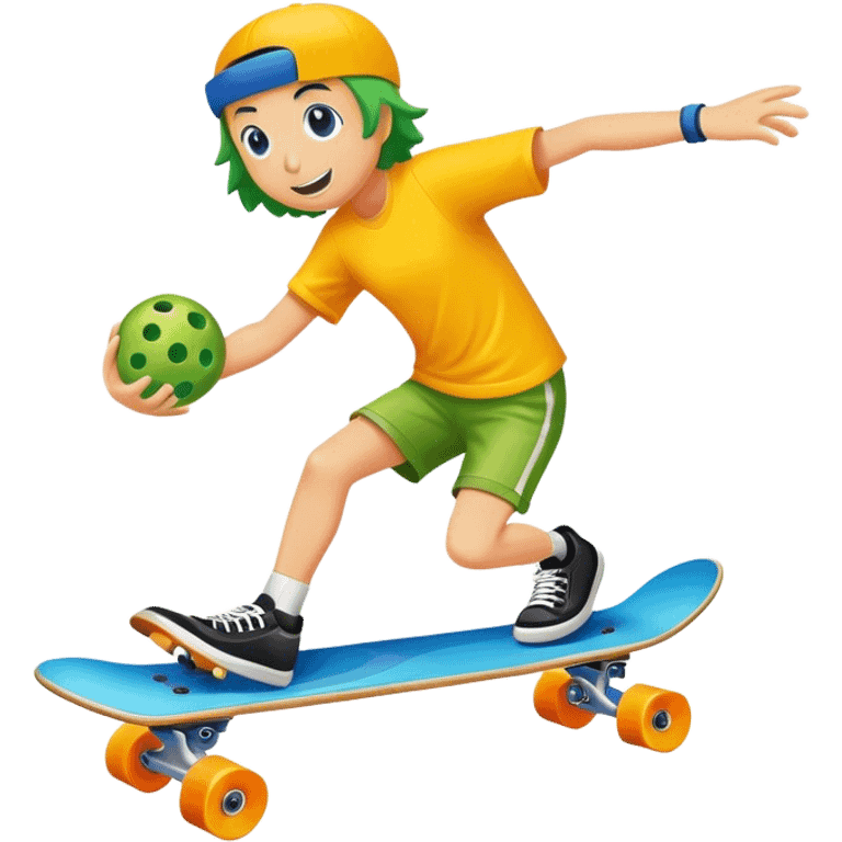 pickleball riding a skateboard emoji