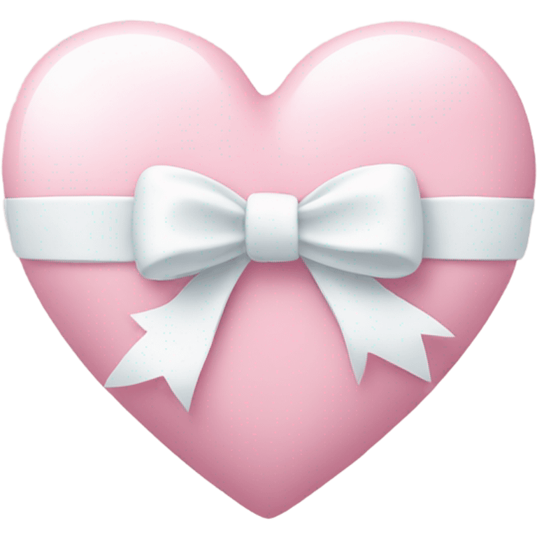 Pastel pink heart with white bow emoji