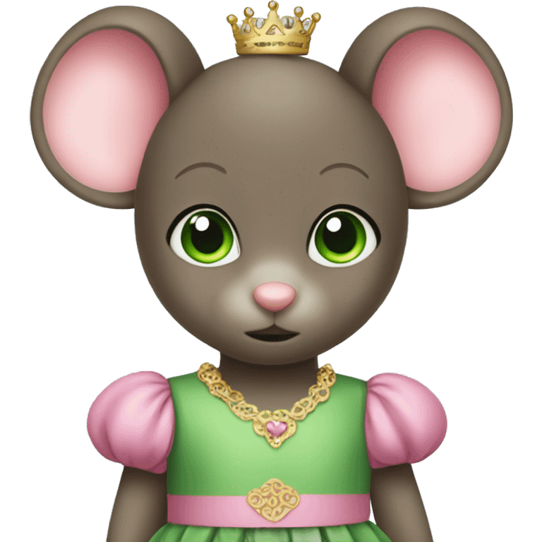 A mouse princes with green eyes and cute pink dress emoji