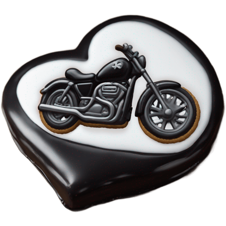 cookie heart with black motorbike  emoji