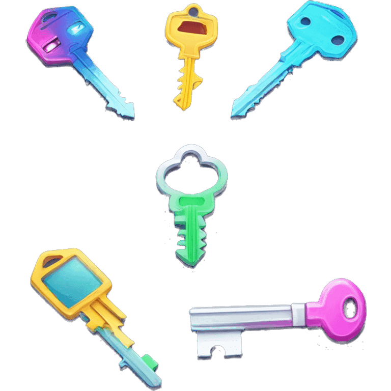 Ultra super key that can lockpick everything in the world  that, a shark, a neon led lights, a key 3 and key 5 and key 4   emoji