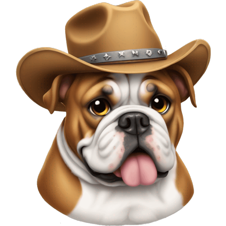 English bulldog wearing cowboy hat emoji