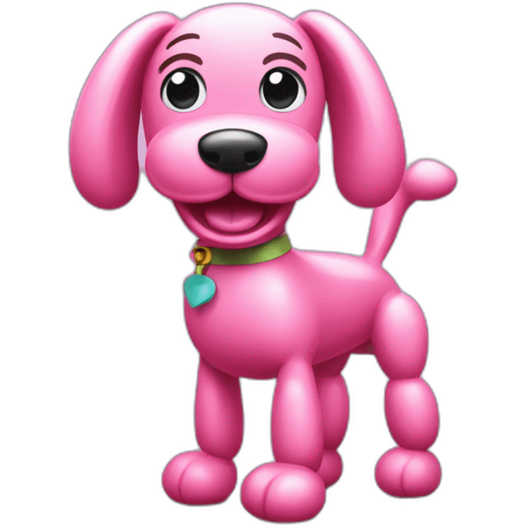 Pink balloon dog with rounded legs looking happy emoji