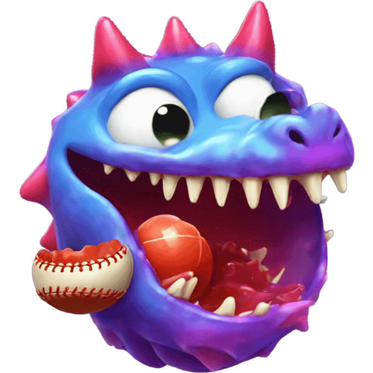 Jelly dragon eating a baseball emoji