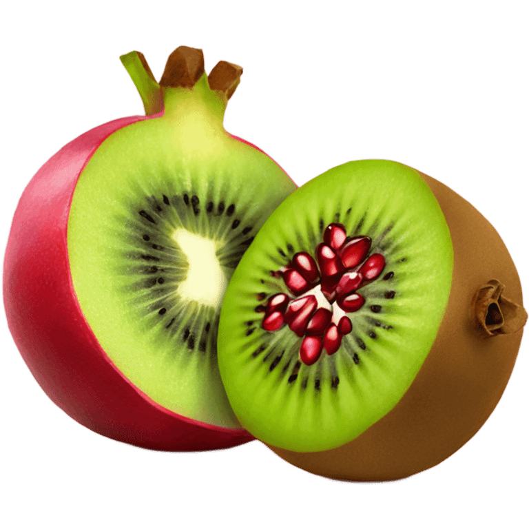 one kiwi and one pomegranate close to each other no face emoji