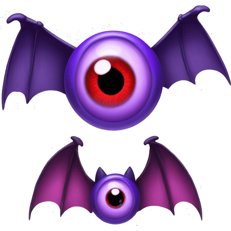 Purple eyeball with two sets of red-violet bat wings emoji