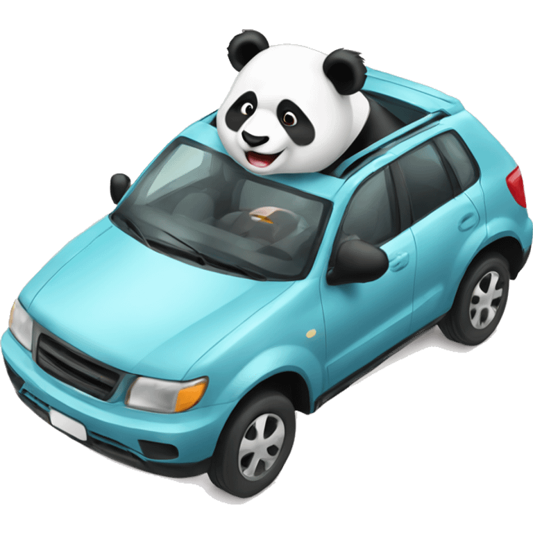 Panda in car emoji