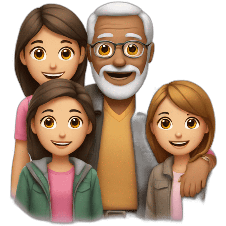 Grandfather with girls emoji