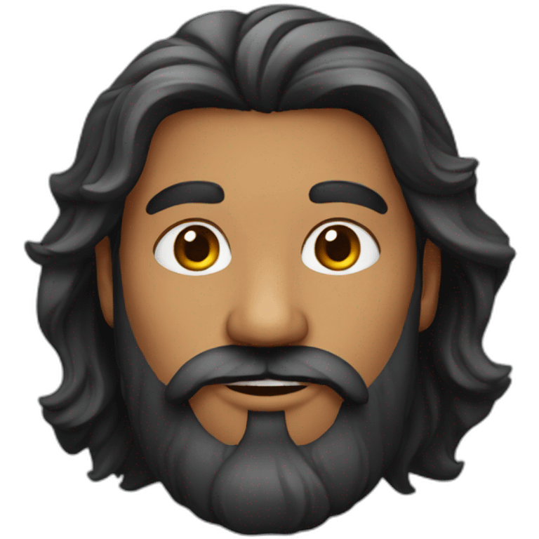 Indian man with long wavy hair and well groomed beard emoji