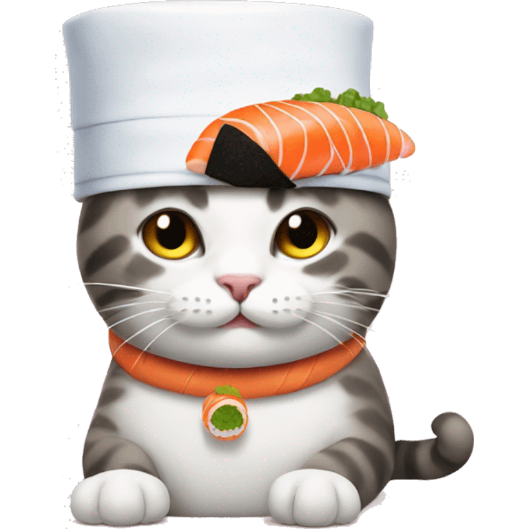 cat wearing sushi as a hat emoji