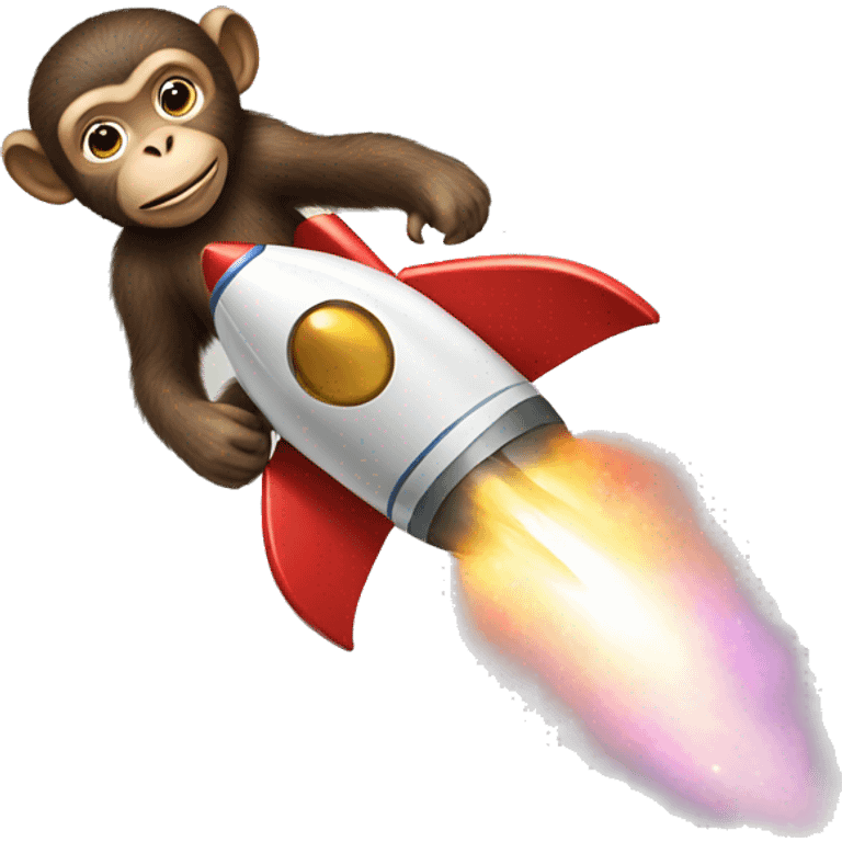 Monkey riding a rocket to space emoji