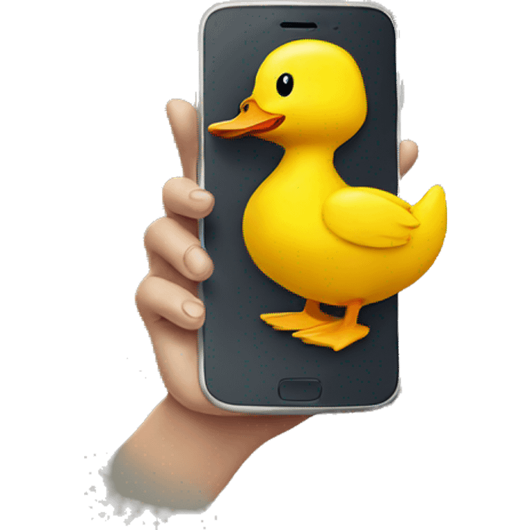 A yellow duck with a cellphone emoji