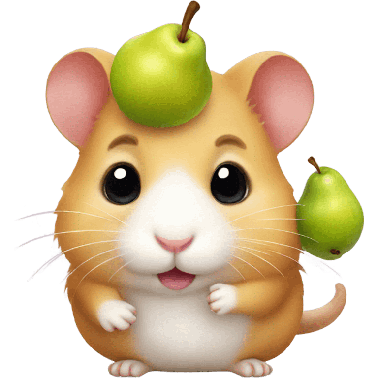 Sweet hamster with a pear emoji