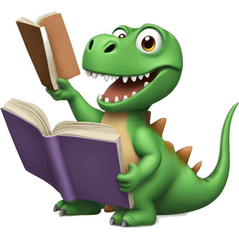 Dinosaur reading a book emoji