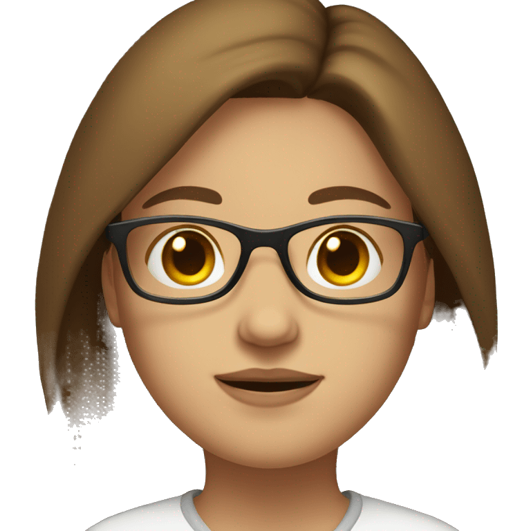 female with glasses and long brown hair ,chubby emoji