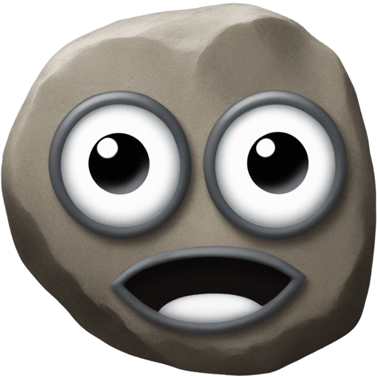 realistic rock with plastic googly eyes --no mouth emoji