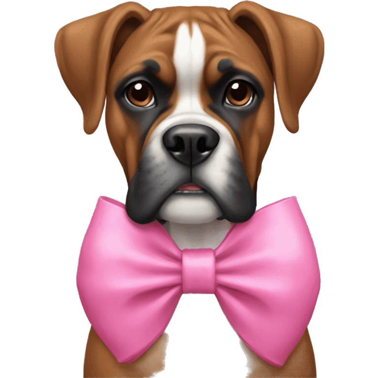 boxer dog with a pink bow emoji