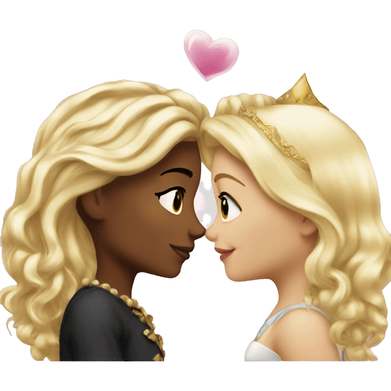 2 women princesses couple blonde kiss emoji