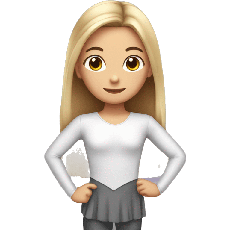 cute girl with long shiny straight hair with ballet uniform emoji