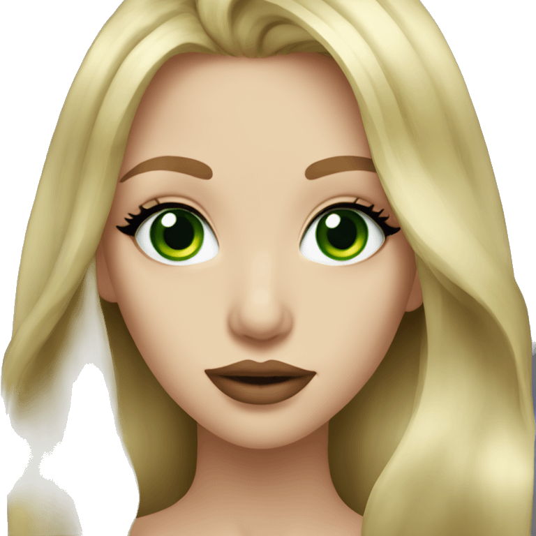 Blonde Long hair girl green eyes big lips beautiful  emoji