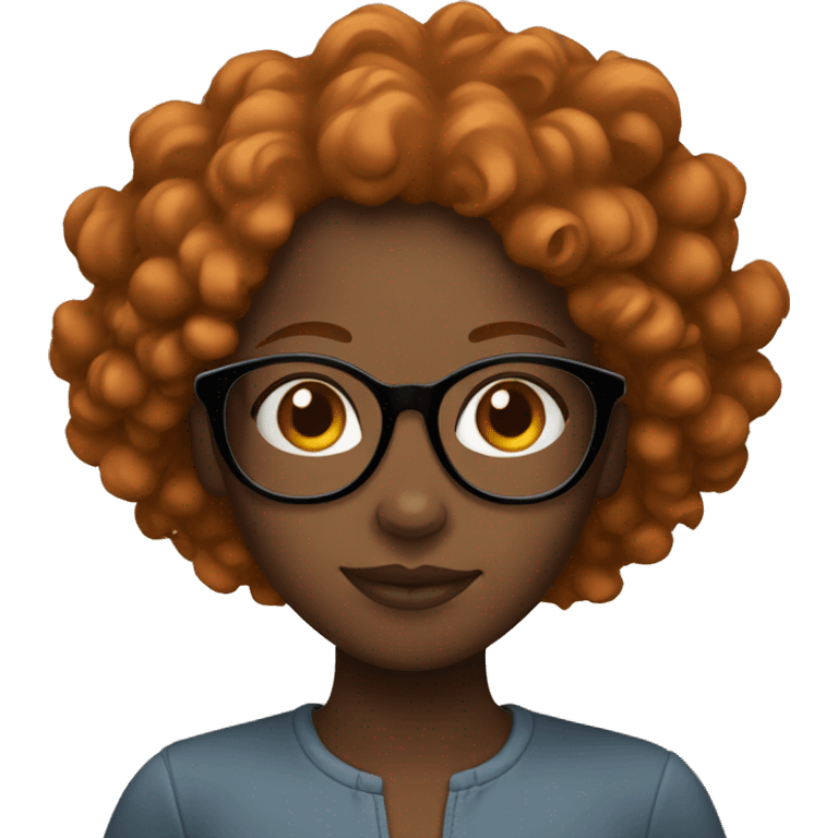 black girl with curly ginger hair and glasses emoji