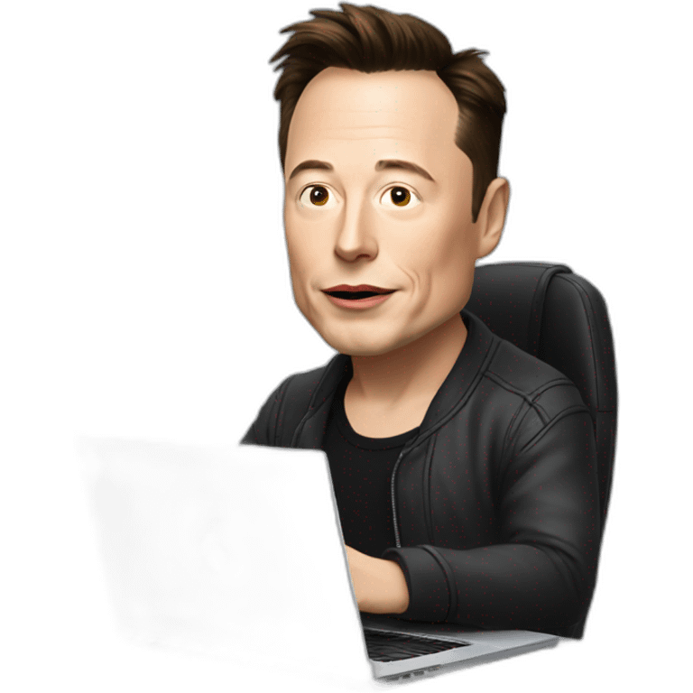 Elon Musk programming with a laptop emoji