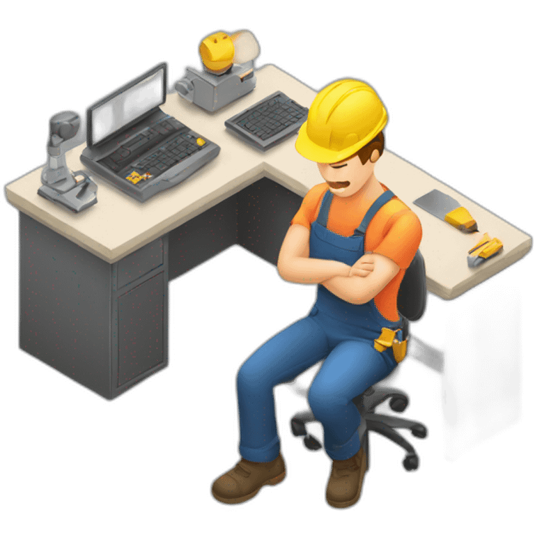 isometric freelance fabricator working making product emoji