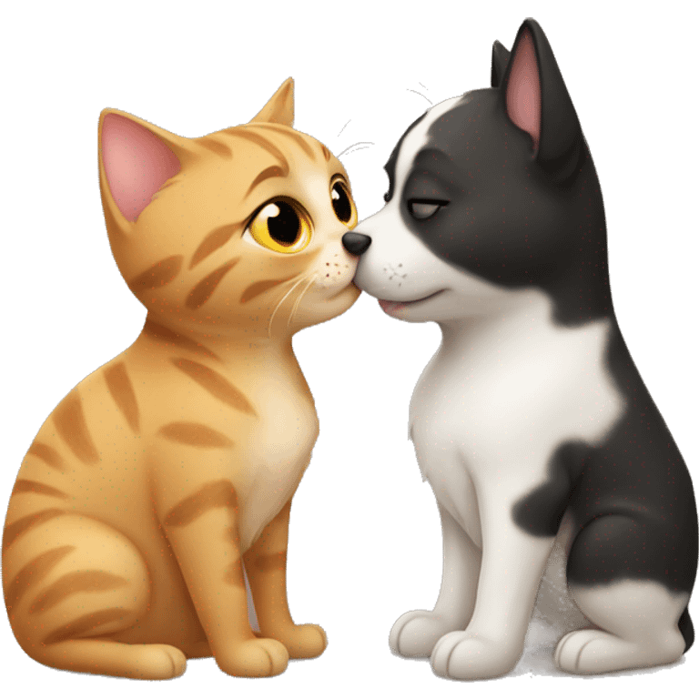 Cat kiss a dog emoji