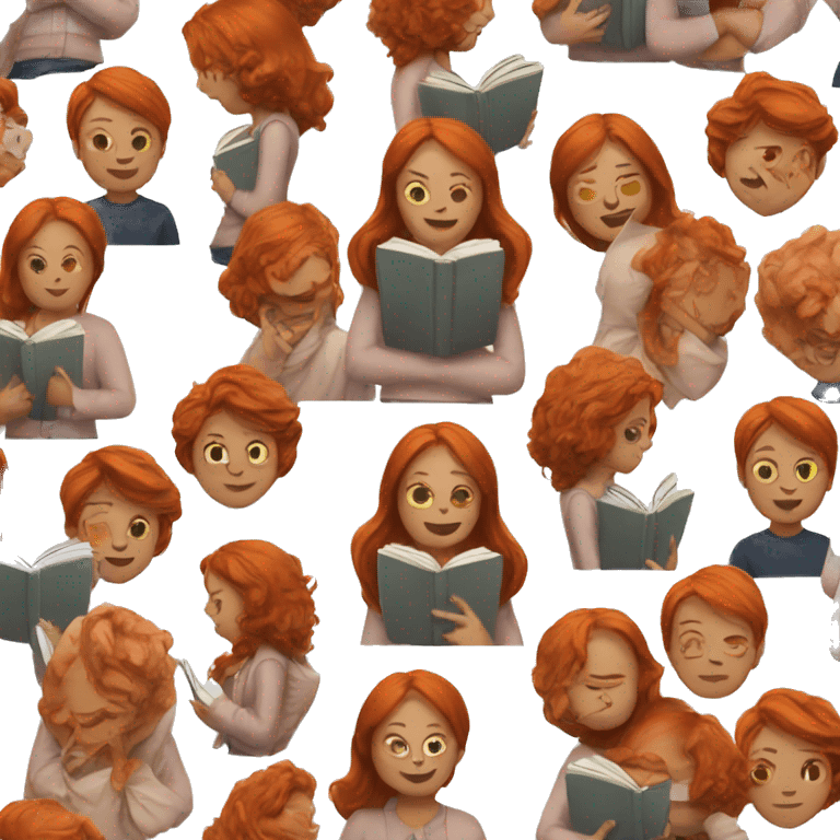 Redhead woman with book emoji